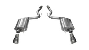 Ford Mustang Performance Exhaust - Rear - CORSA Performance - Axle Back + Dual Rear Exit + Single Polished Tips - Polished - `15-`17